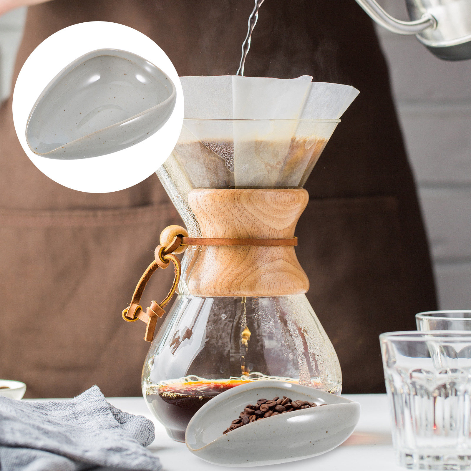 Coffee Tea Leaf And Bean - Ceramic Coffee Bean Tray Multi-Function Dosing