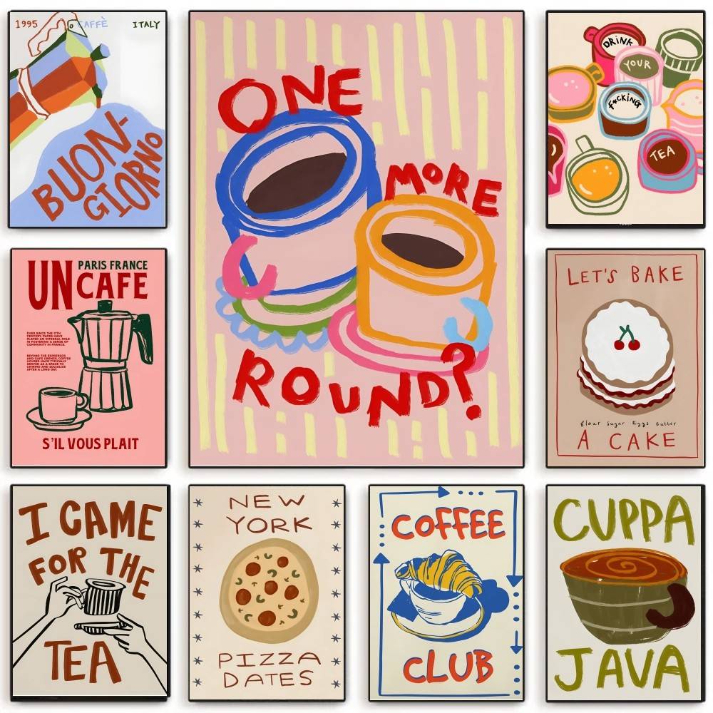 Wallpaper Coffee And Tea - Coffee Shop Afternoon Tea Croissant Colorful