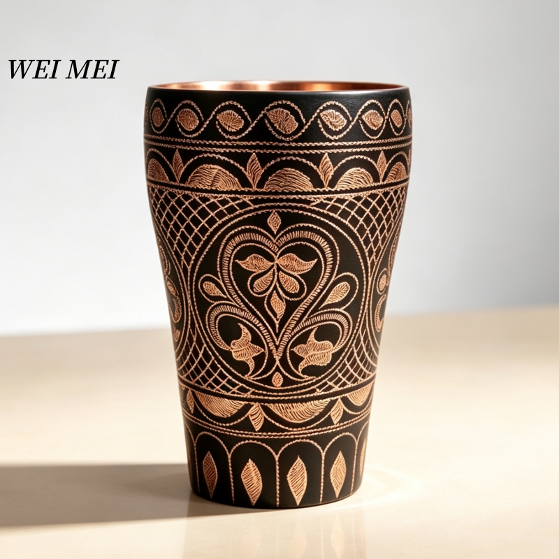 Coffee Tea Friends - Handcrafted Copper Breakfast Coffee Cup,Pattern Random