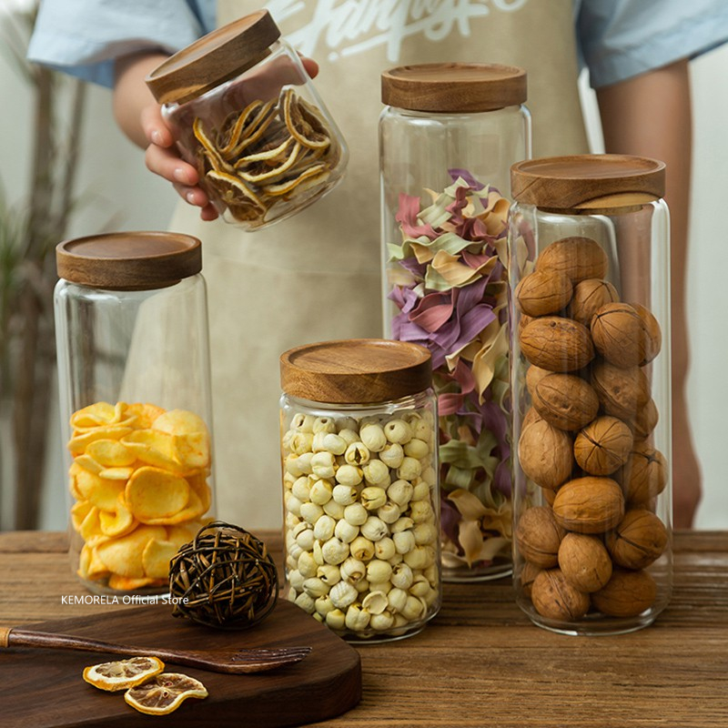Wood Lid Glass Airtight Canist - Coffee Tea Canister Set review and price