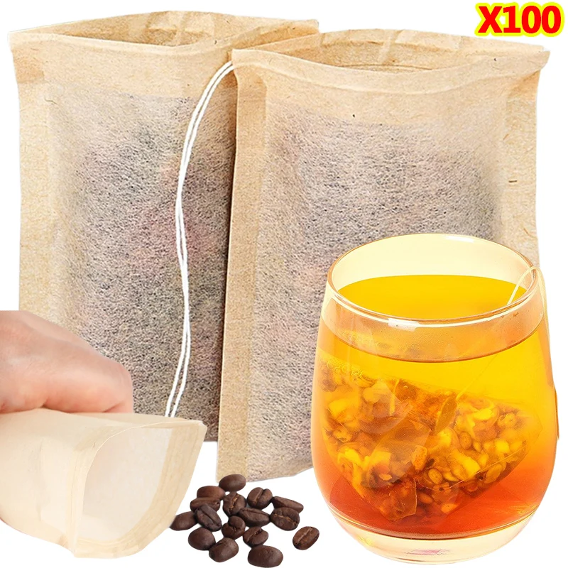 100Pcs Teabags with Drawstring - Coffee Tea Leaf And Bean review and price