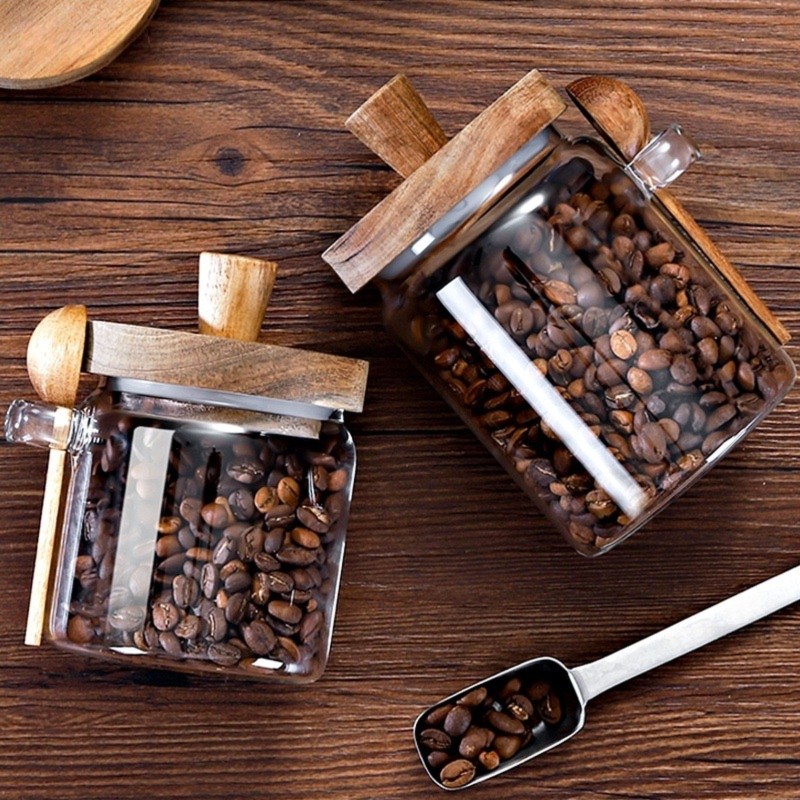 ABJI-Glass Jar With Wooden Lid - Coffee Tea Canister Set review and price