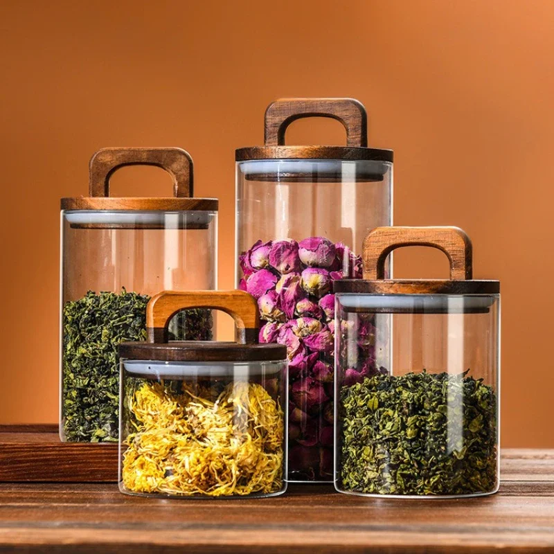Clear Glass Jar with Bamboo Li - Coffee Tea Canister Set review and price