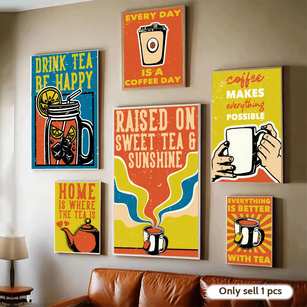 Vintage Tea Coffee Poster Home - Wallpaper Coffee And Tea review and price