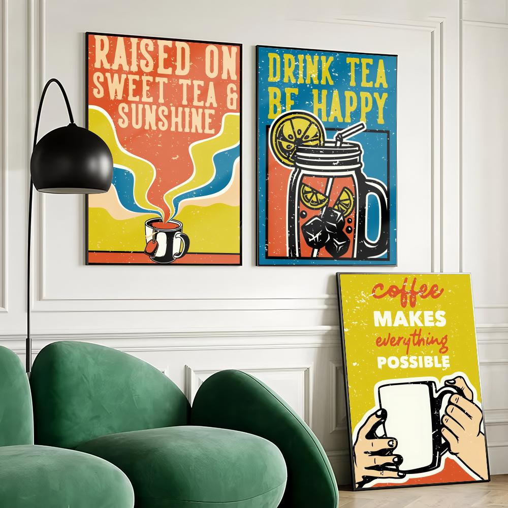 Vintage Tea Coffee Poster Home - Wallpaper Coffee And Tea review and price
