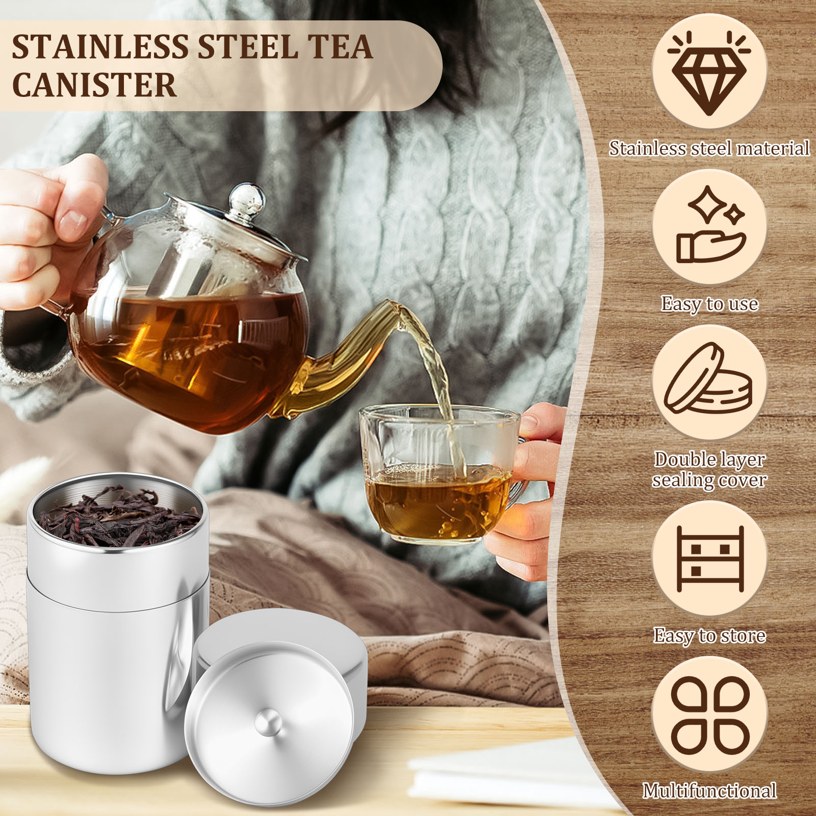 Stainless Steel Tea Leaf Tins  - Coffee Tea Leaf And Bean review and price