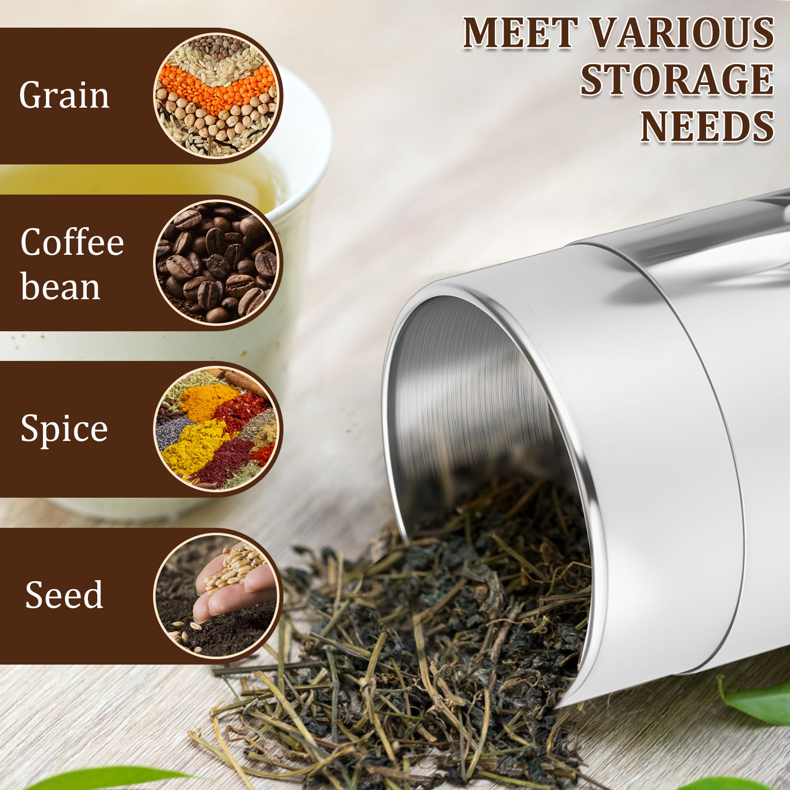 Stainless Steel Tea Leaf Tins  - Coffee Tea Leaf And Bean review and price