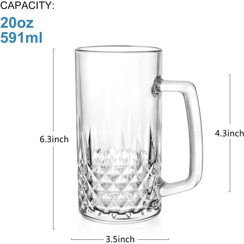 20 oz Heavy Glass Mugs Set of  - Coffee Tea Friends review and price